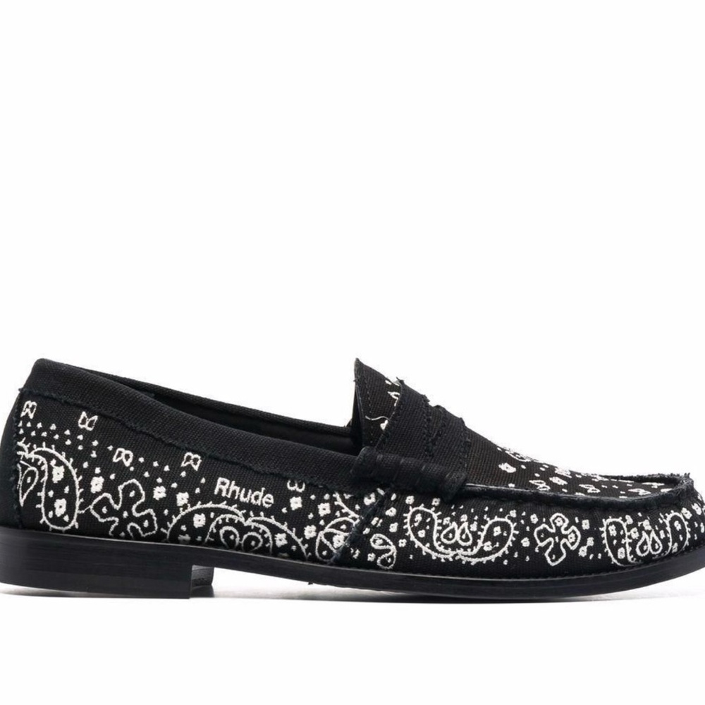 Rhude Bandana Black and White Men's Loafers